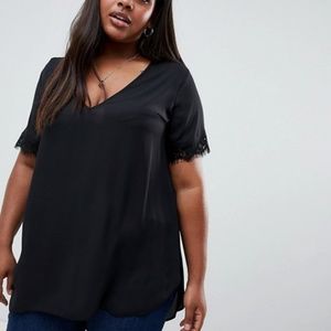 ASOS New Look Curve Lace Trim Tee